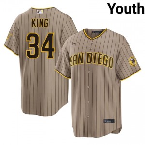 Iconic Michael King #34 Sand Baseball Stitched Jersey | San Diego Youth Collection Edition 43241318