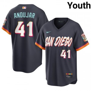 #41 Miguel Andujar Exclusive Youth City Connect Baseball Jersey | Padres Obsidian Fan Gear 99164323