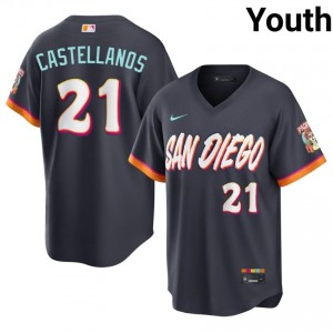San Diego Padres Nick Castellanos #21 Obsidian Youth City Connect MLB Baseball Embroidery Jersey | 2026 Season 92590913