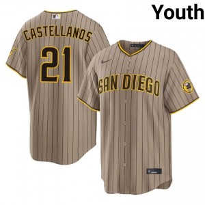 Replica Nick Castellanos #21 Sand Baseball Stitched Jersey | San Diego Padres Youth Collection Edition 38689178