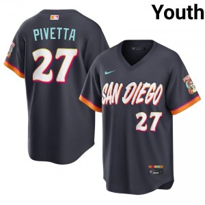SD Padres Nick Pivetta #27 Obsidian Youth City Connect Gameday Baseball Stitched Jersey | 2026 Season 86335429