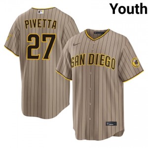 Official Nick Pivetta #27 Sand Baseball Embroidery Jersey | Padres Youth Collection Edition 60369242