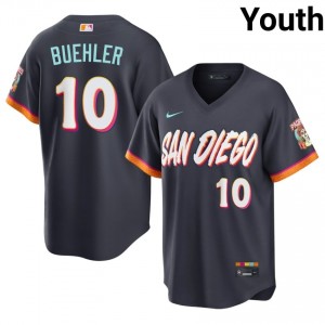 SD Padres Walker Buehler #10 Obsidian Youth City Connect Durable Baseball Stitched Jersey | 2026 Season 44175982