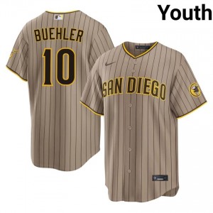 Premium Walker Buehler #10 Sand Baseball Stitch Jersey | Padres Youth Collection Edition 62174655