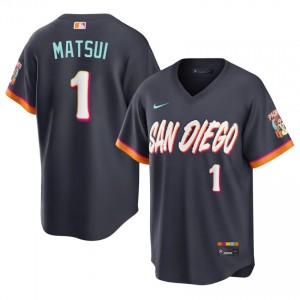 Men Yuki Matsui #1 Obsidian City Connect Sewn Jersey | SD Licensed Baseball Gear 54679300